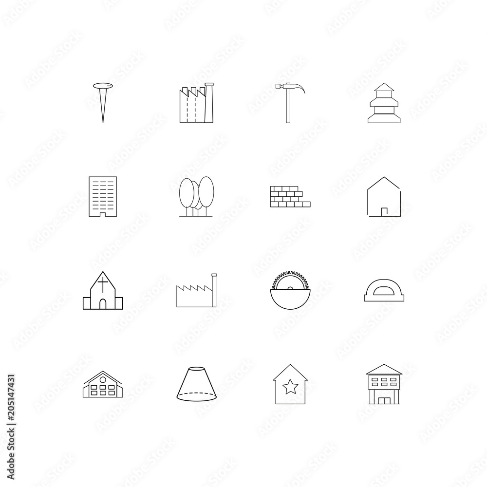 Buildings And Constructions linear thin icons set. Outlined simple vector icons Buildings And Constructions linear thin icons set. Outlined simple vector icons