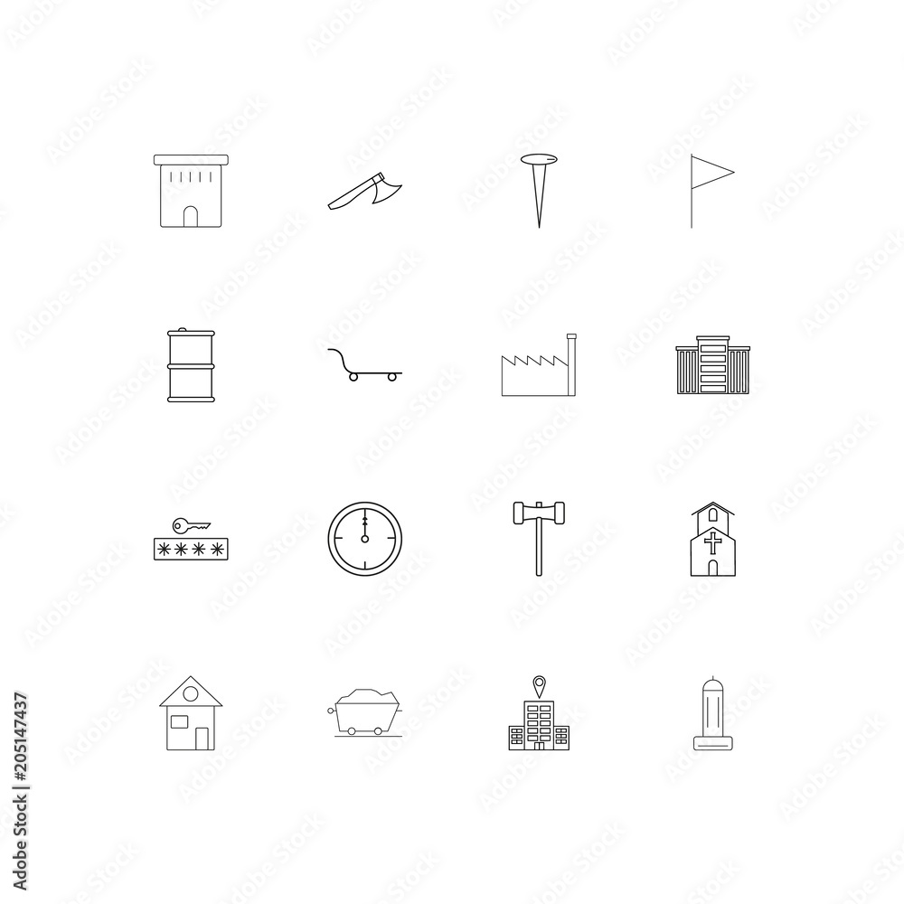 Buildings And Constructions linear thin icons set. Outlined simple vector icons Buildings And Constructions linear thin icons set. Outlined simple vector icons