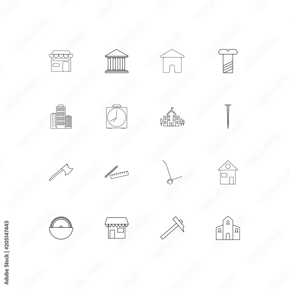 Buildings And Constructions linear thin icons set. Outlined simple vector icons Buildings And Constructions linear thin icons set. Outlined simple vector icons