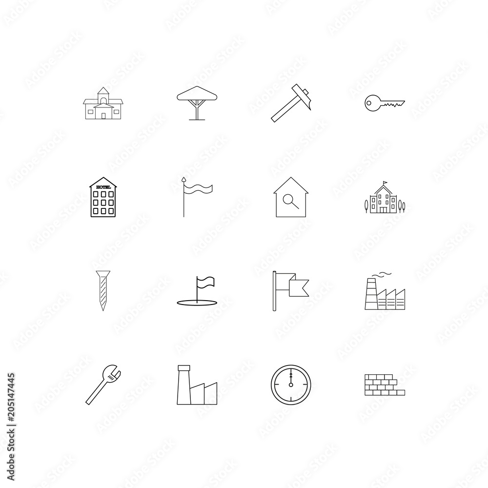 Buildings And Constructions linear thin icons set. Outlined simple vector icons Buildings And Constructions linear thin icons set. Outlined simple vector icons