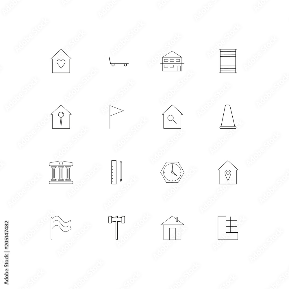 Buildings And Constructions linear thin icons set. Outlined simple vector icons Buildings And Constructions linear thin icons set. Outlined simple vector icons