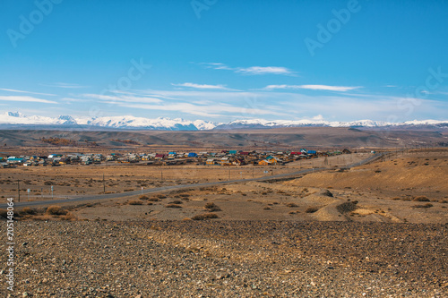 View of the Village in Altai mountains, Russia.