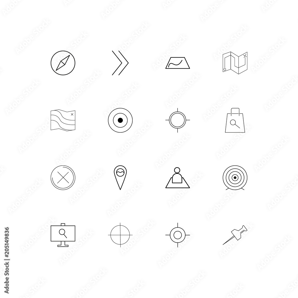 Maps And Navigation linear thin icons set. Outlined simple vector icons Maps And Navigation linear thin icons set. Outlined simple vector icons