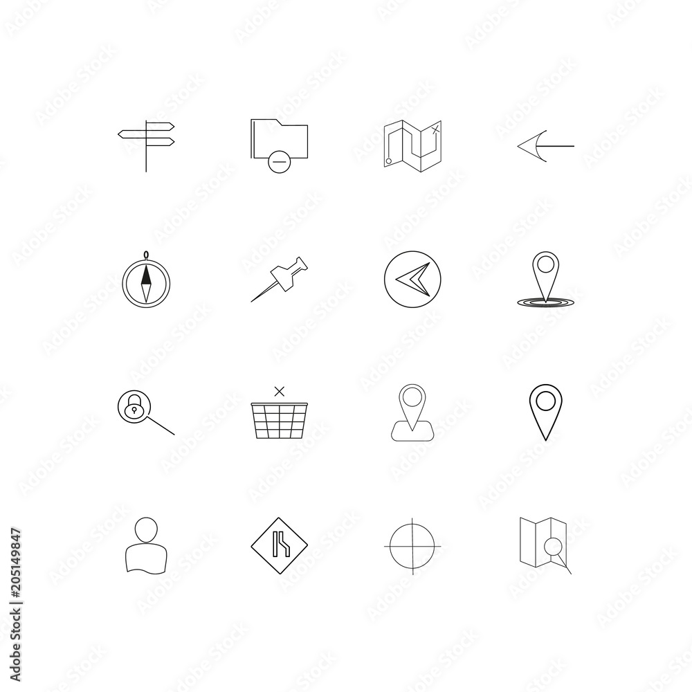 Maps And Navigation linear thin icons set. Outlined simple vector icons Maps And Navigation linear thin icons set. Outlined simple vector icons