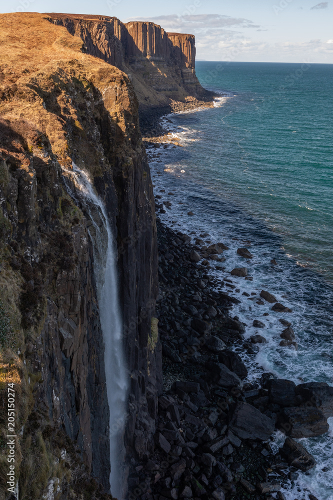 Mealt falls and Kilt Rock in Trotternish Peninsula, Isle of Skye , Scotland