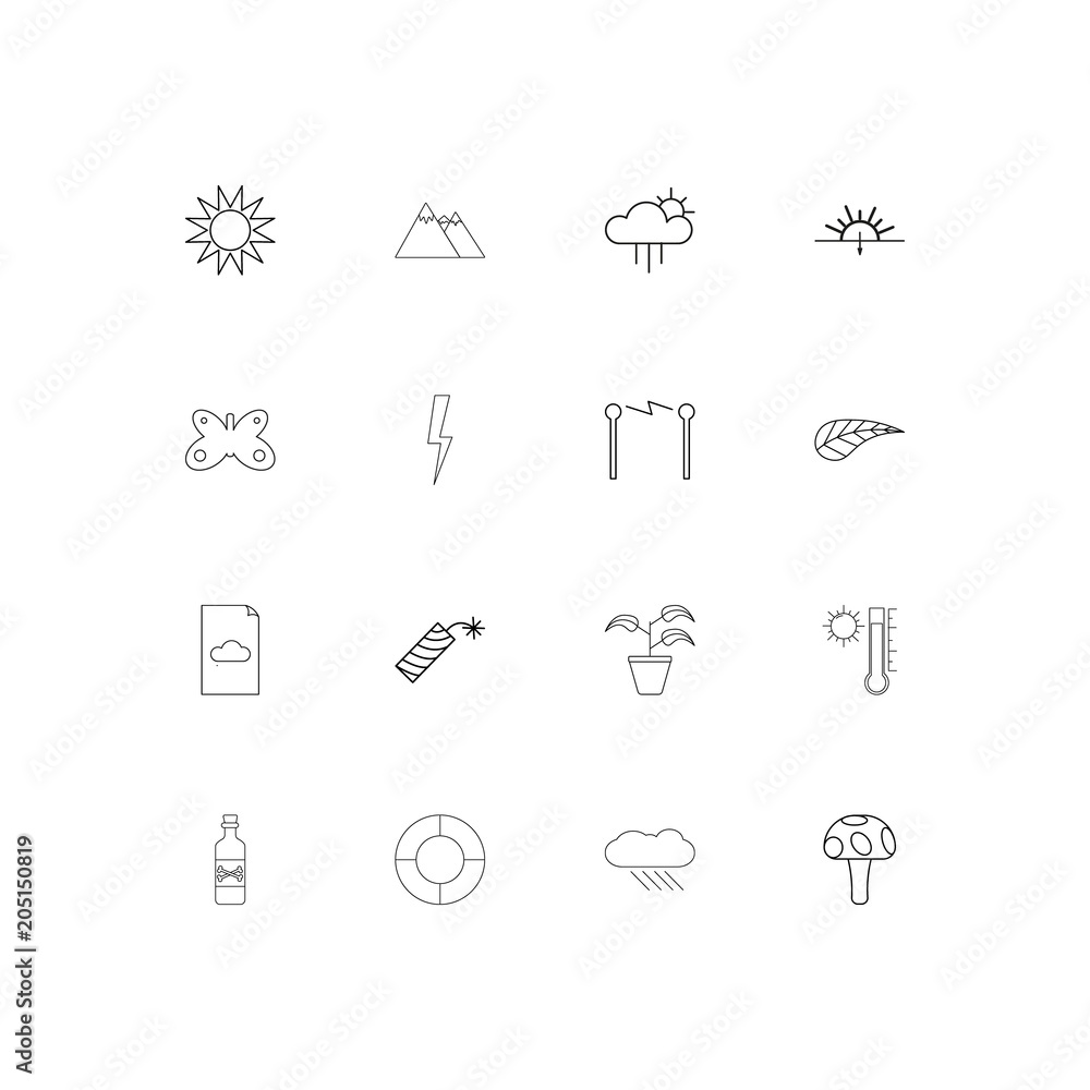 Nature linear thin icons set. Outlined simple vector icons Nature linear thin icons set. Outlined simple vector icons