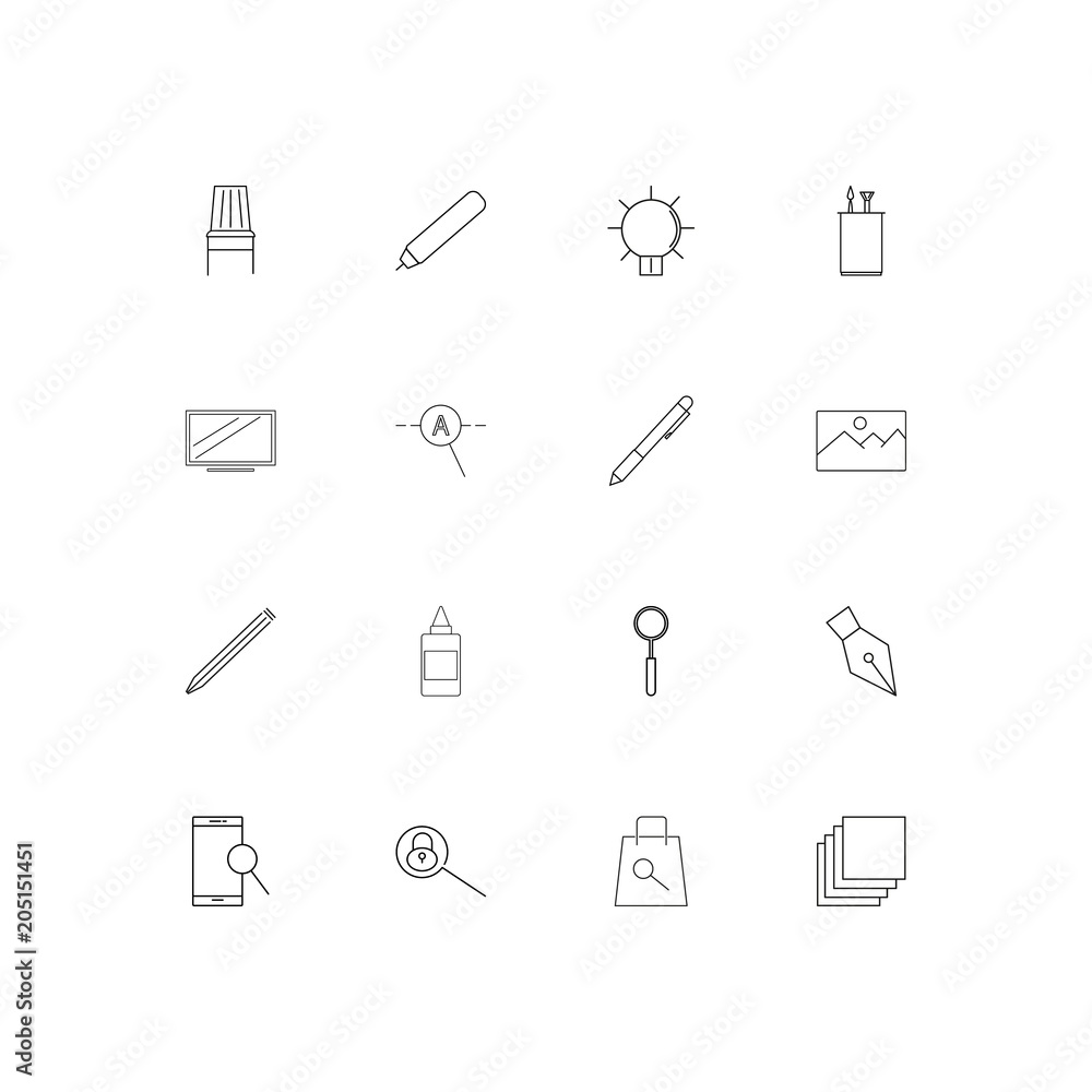 Creative Process And Design linear thin icons set. Outlined simple vector icons Creative Process And Design linear thin icons set. Outlined simple vector icons