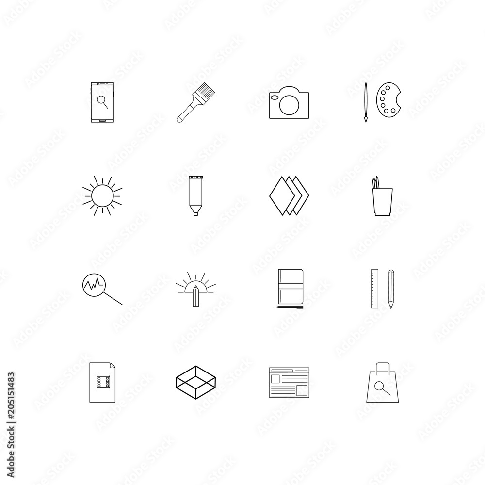 Creative Process And Design linear thin icons set. Outlined simple vector icons Creative Process And Design linear thin icons set. Outlined simple vector icons