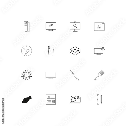 Creative Process And Design linear thin icons set. Outlined simple vector icons