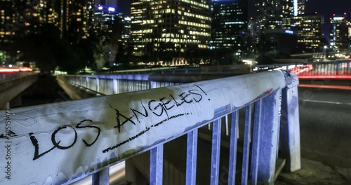 Los Angeles graffiti in busy cityscape - 4k resolution