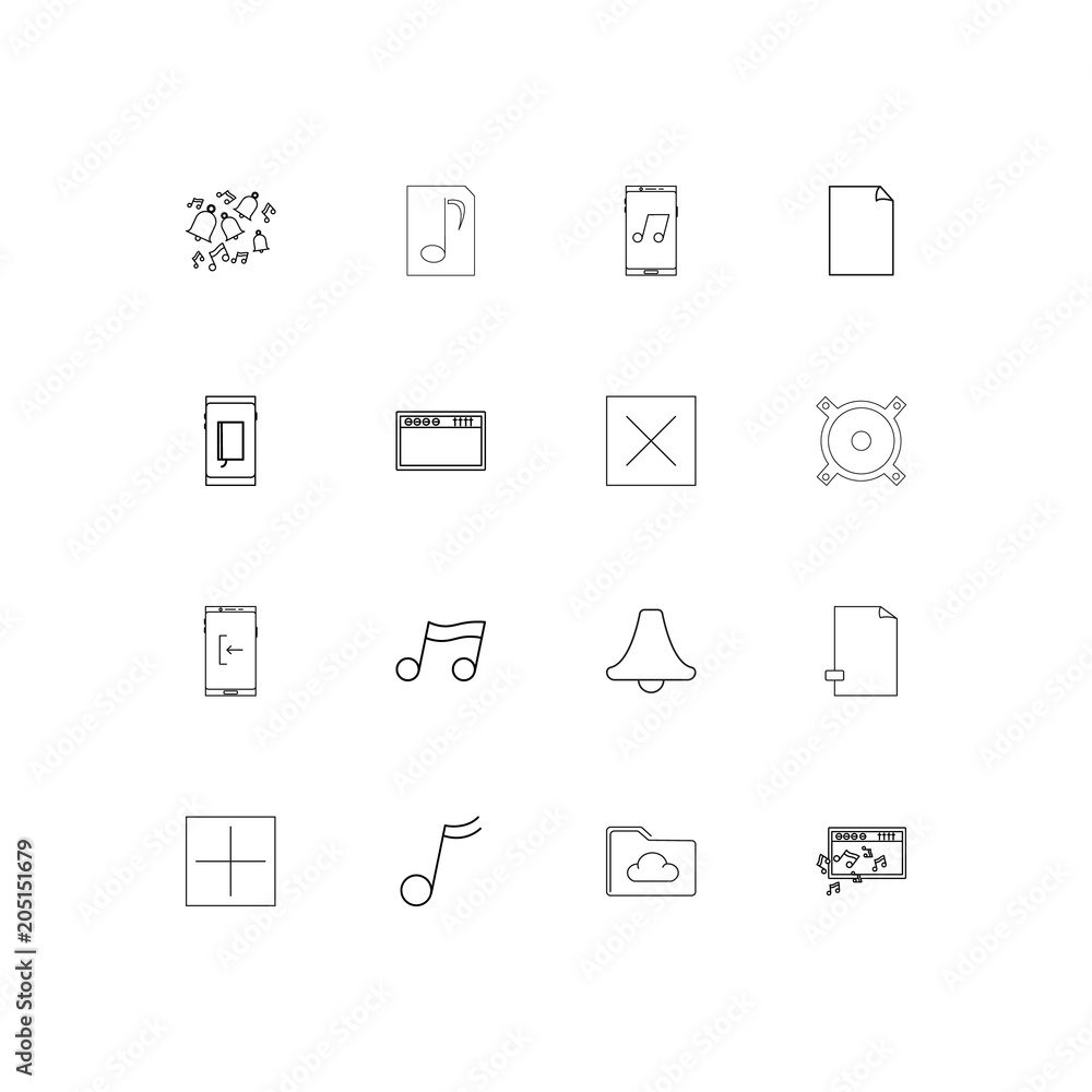 Music linear thin icons set. Outlined simple vector icons Music linear thin icons set. Outlined simple vector icons