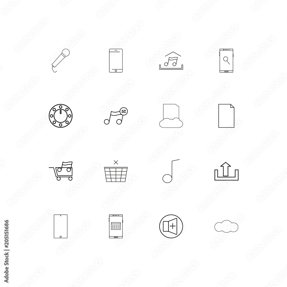 Music linear thin icons set. Outlined simple vector icons Music linear thin icons set. Outlined simple vector icons