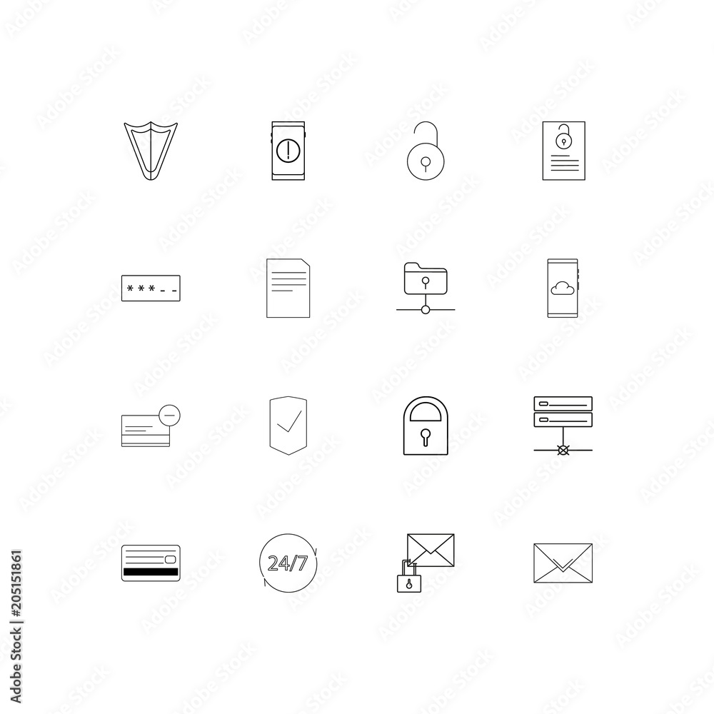 Cyber Security linear thin icons set. Outlined simple vector icons Cyber Security linear thin icons set. Outlined simple vector icons