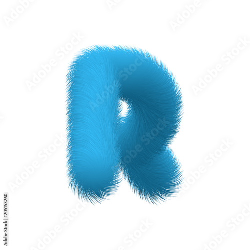 High Quality 3D Shaggy Letter R on White Background . Isolated Vector Element 