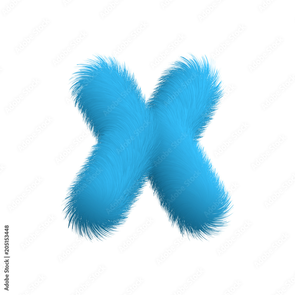 High Quality 3D Shaggy Letter X on White Background . Isolated Vector Element High Quality 3D Shaggy Letter X on White Background . Isolated Vector Element