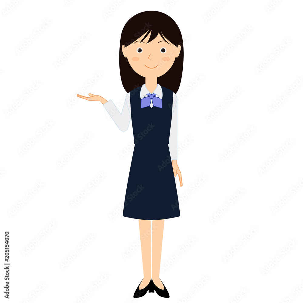 ビジネス制服を着た若い女性のイラスト ビジネス制服を着た若い女性のイラスト