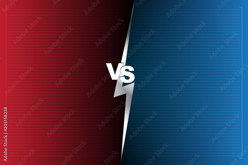 Abstract Background versus screen Red and blue VS letters Stock Vector