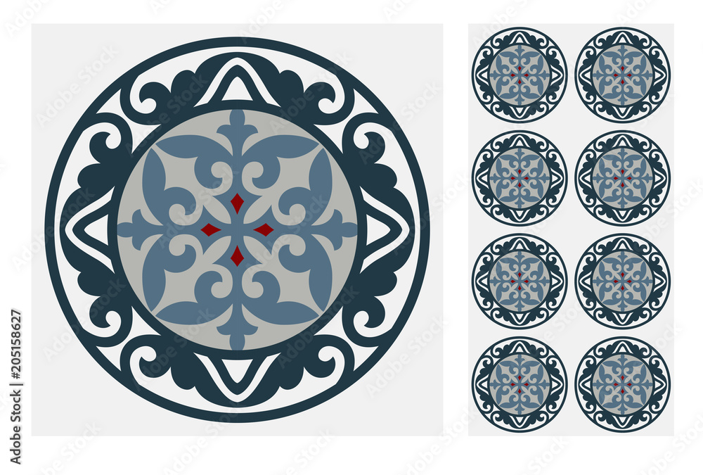 Naklejka premium vintage tiles patterns antique seamless design in Vector illustratio