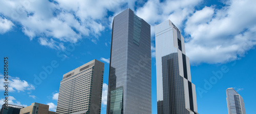 Building in urban city background of blue sky