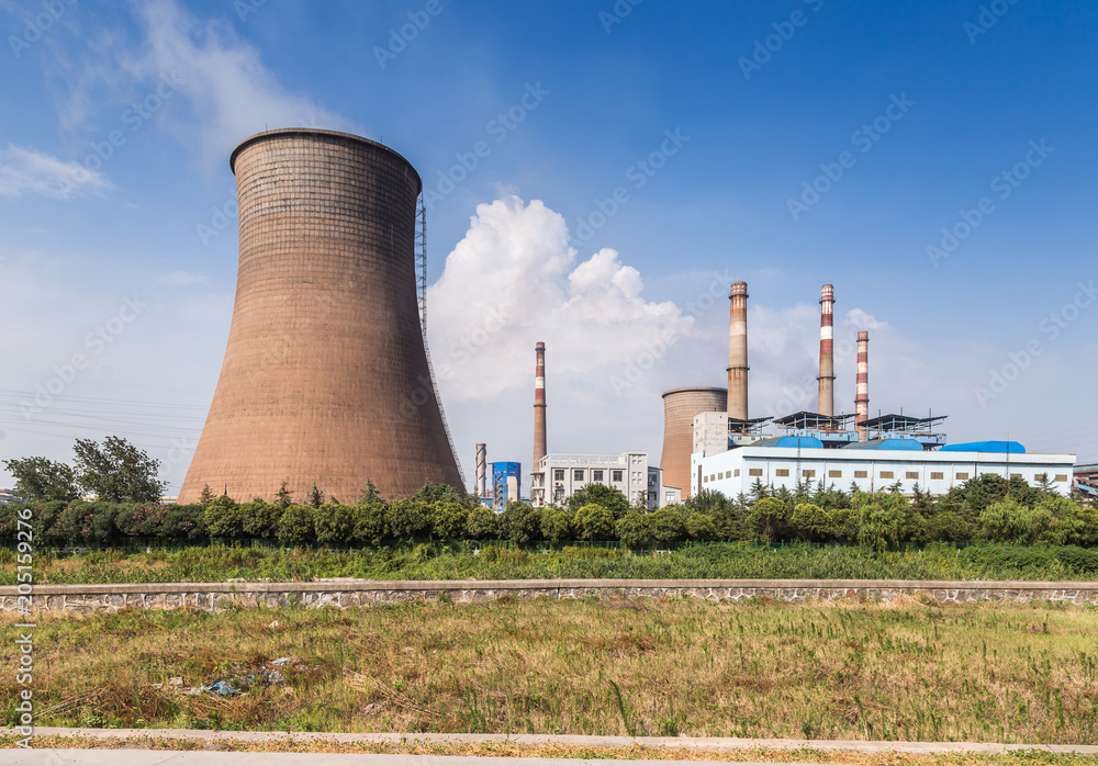 large steel factory,cooling tower at an industrial enterprise, north china large steel factory,cooling tower at an industrial enterprise, north china