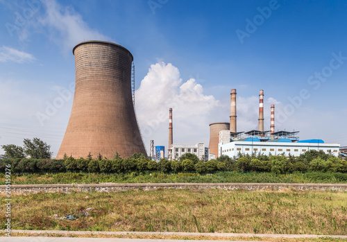 large steel factory,cooling tower at an industrial enterprise, north china
