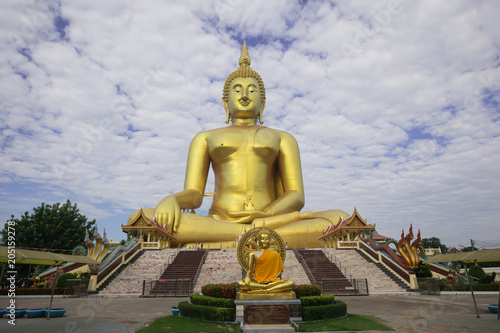 Great Buddha of Thailand statue. Big golden sitting Buddha at Wat Muang Ang Thong  Thailand  
