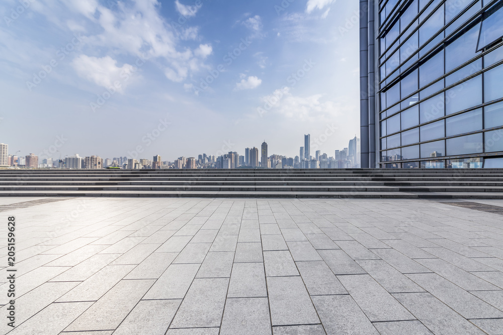 Fototapeta premium Panoramic skyline and buildings with empty concrete square floor，chongqing city，china