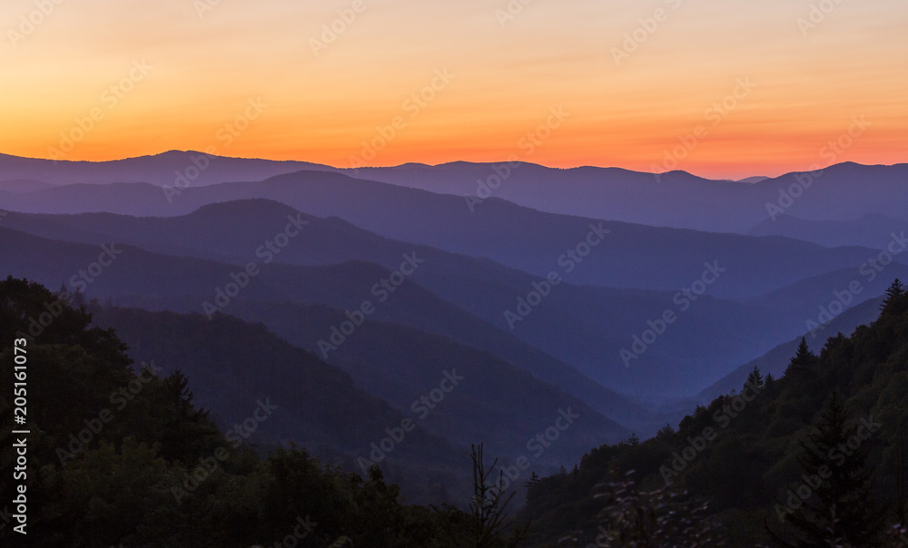 Sunrise in the Great Smoky Mountains National Park (North carolina)