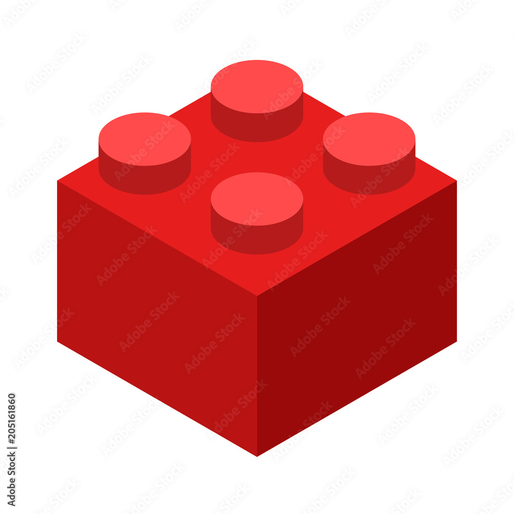 Red lego brick block or piece flat vector color icon for toy apps and  websites Stock Vector | Adobe Stock