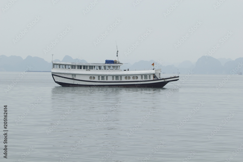Tourist ferry boat in Halong Bay, the Unesco world heritage site in Vietnem.