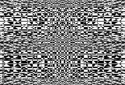Fototapeta Geometric background with checkered texture - Abstract illusion