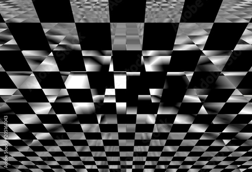 Fototapeta Geometric background with checkered texture - Abstract illusion