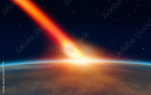 Attack of the asteroid on the Earth  Elements of this image furnished by NASA