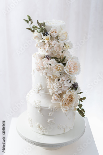 Tiered Wedding Cake With Edible Flowers