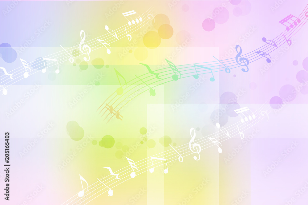 音符とパステルカラーの背景 透明感のあるレインボーカラー Stock イラスト Adobe Stock