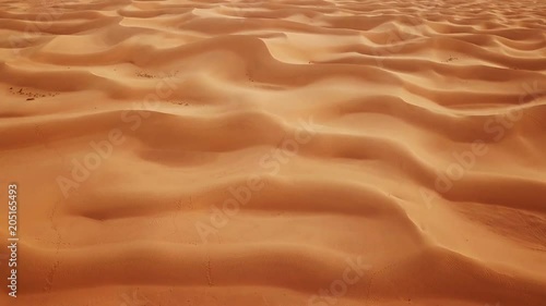 Aerial top view on sand dunes in Sahara desert, Africa