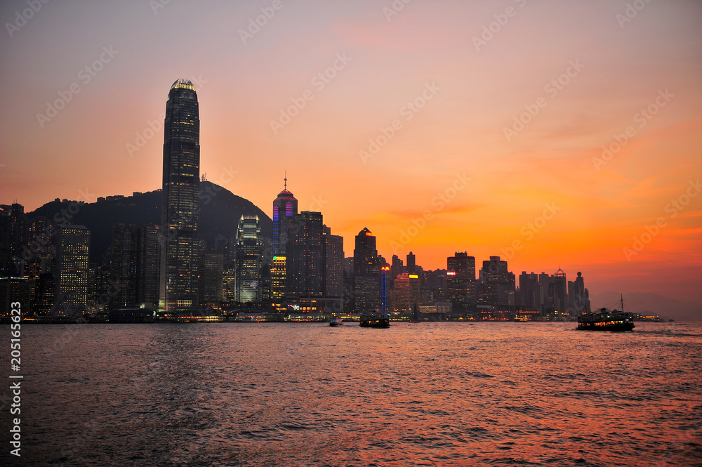 Obraz premium Hong Kong Cityscape at Sunset