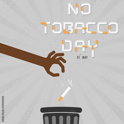 Human hands and Quit Tobacco vector logo design template.May 31st World no tobacco day.No Smoking Day Awareness Idea Campaign for greeting Card,Poster,Brochure,Abstract background.Vector illustration.