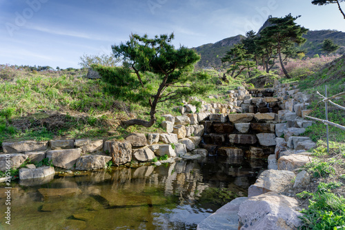 Small artificial waterfall and rillet created in Hwangmaesan County Park in Hapcheon-gun, Gyeongsangnam-do photo