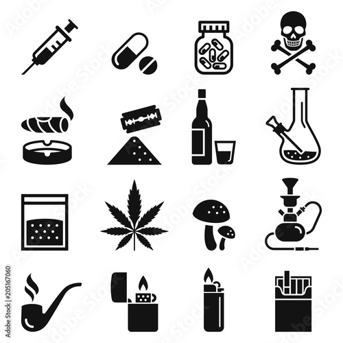 Drug icons. Vector illustrations.