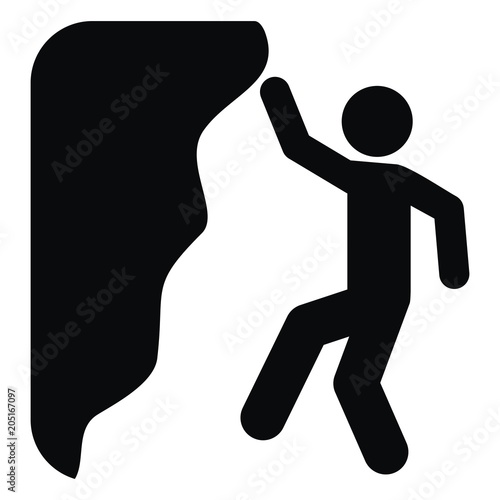 Climber, black silhouette, danger of falling