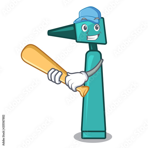 Playing baseball otoscope character cartoon style