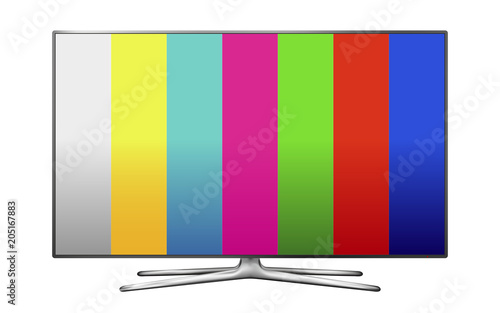 Vector illustration of modern LCD TV with painting test image