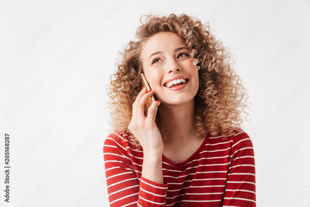 Portrait of happy young girl with curly hair Portrait of happy young girl with curly hair