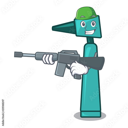 Army otoscope character cartoon style