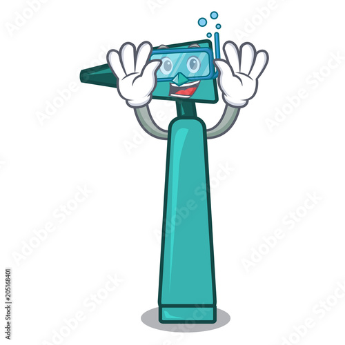 Diving otoscope character cartoon style