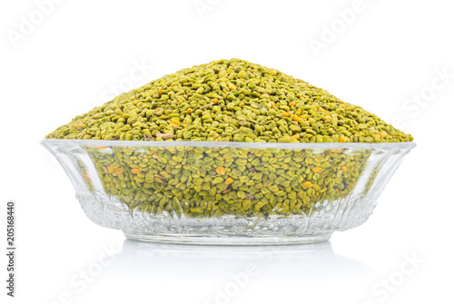 Green Fenugreek Seeds Also Know as Methi Seeds in India isolated on White Background photo