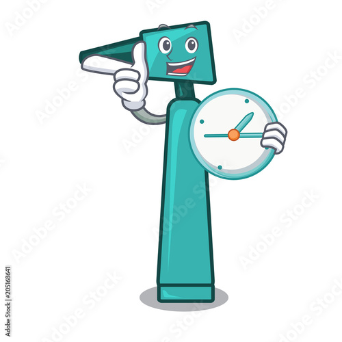 With clock otoscope character cartoon style