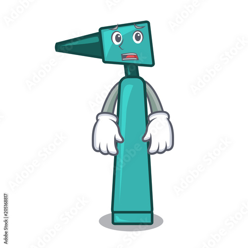 Afraid otoscope mascot cartoon style