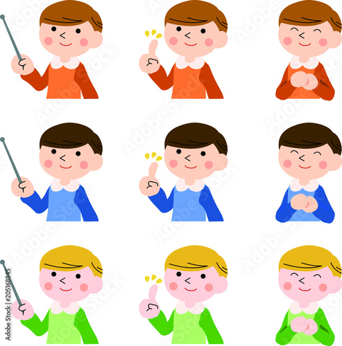 Teaching boy illustration set